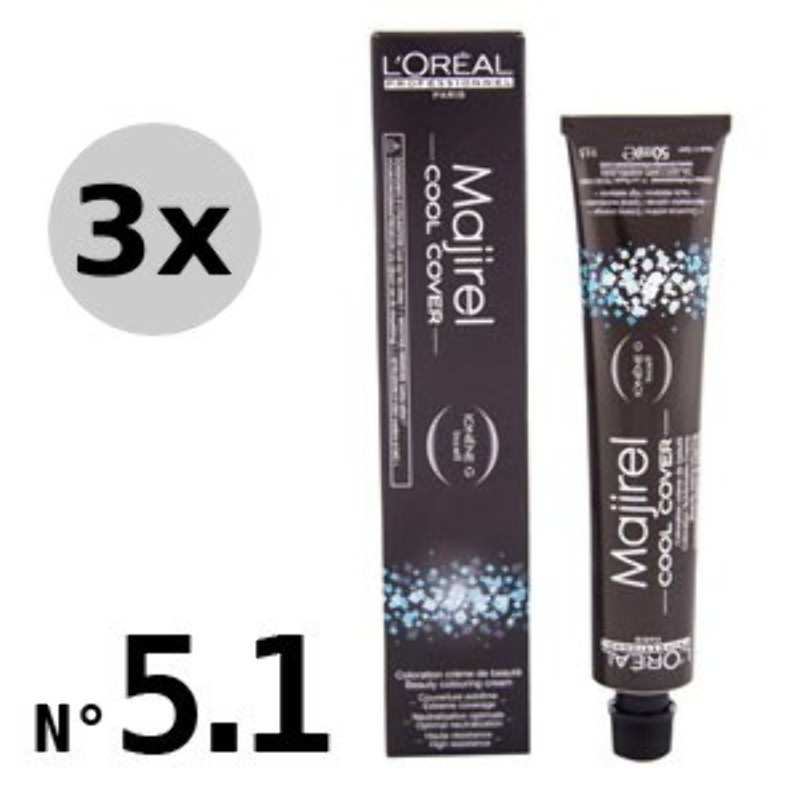 Majirel Cool Cover 5.1 Châtain clair cendré - 3x50ml Majirel Cool Cover 5.1 Châtain clair cendré - 3x50ml